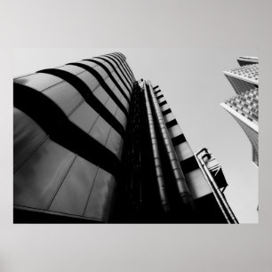 Poster Lloyds Building Central London noir et blanc