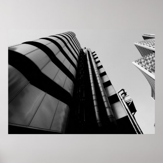 Poster Lloyds Building Central London noir et blanc (Devant)