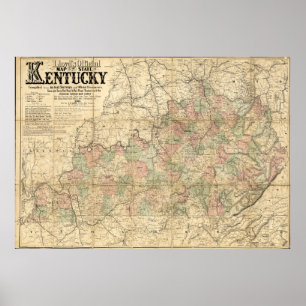 Poster Llyod's Official Map State of Kentucky circa 1862
