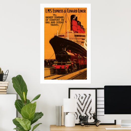 Poster LMS Express & Cunard Liner (Bureau à domicile)