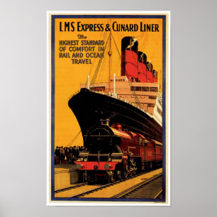 Poster LMS Express & Cunard Liner