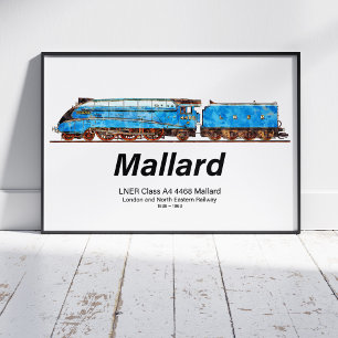 Poster LNER Classe A4 4468 Mallard - Loco à vapeur la plu
