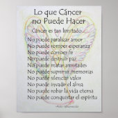 Poster Lo que Cancer no Puede Hacer Poème Poème Imprimer (Devant)