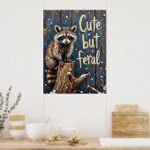 Poster L'observateur d'hiver : Raccoon sur la souche (Cuisine)