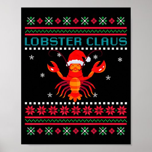 Poster Lobster Claus Ugly Sweater For Lobster Lovers On C (Devant)
