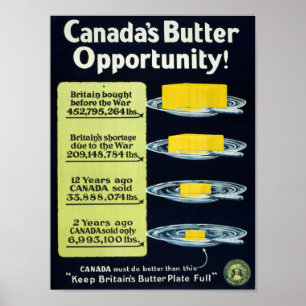 Poster L'occasion du beurre au Canada (toile)