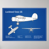 Poster Lockheed Vega 5B - Plans d'avion ABD (Devant)