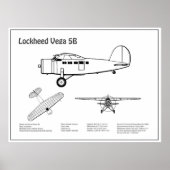 Poster Lockheed Vega 5B - Plans d'avion BD (Devant)