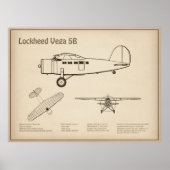 Poster Lockheed Vega 5B - Plans d'avion SD (Devant)