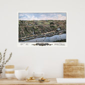 Poster Locks de Windsor, CT Carte panoramique - 1877 (Cuisine)