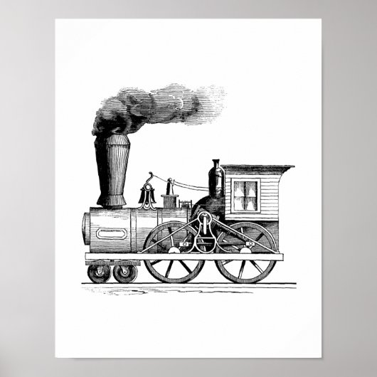 Poster Locomotive à vapeur ancienne (Devant)