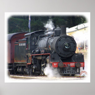 Poster Locomotive à vapeur ferroviaire de zigzag 9J53D-14