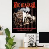 Poster Locomotive à vapeur NYC Niagara avec drapeau améri (Bureau à domicile)