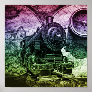 Poster Locomotive à vapeur vintage