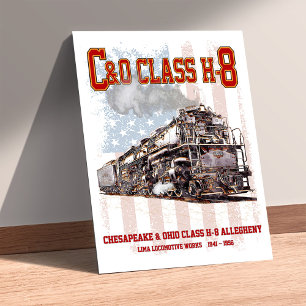 Poster Locomotive Allegheny C&O Classe H-8 - Drapeau amér