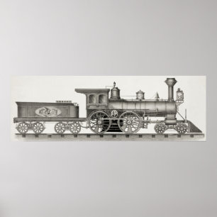 Poster Locomotive américaine classique 4-4-0