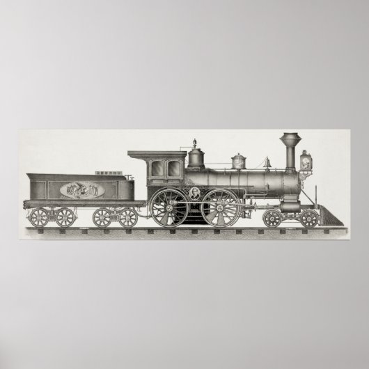 Poster Locomotive américaine classique 4-4-0 (Devant)