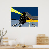 Poster locomotive de train à vapeur circulant aux feux de (Cuisine)