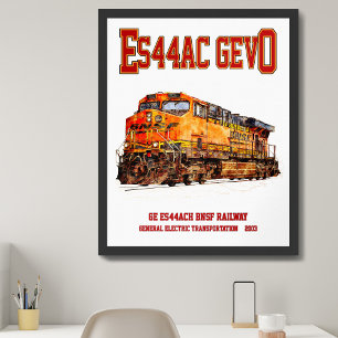 Poster Locomotive diesel GE ES44AC GEVO vintage