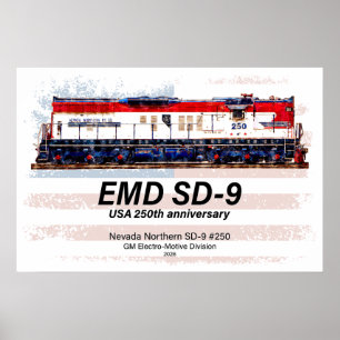 Poster Locomotive EMD SD-9 Livrée du 250e anniversaire de