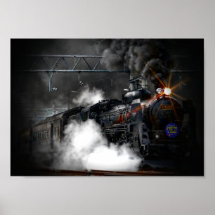 Poster Locomotive vintage de train de vapeur