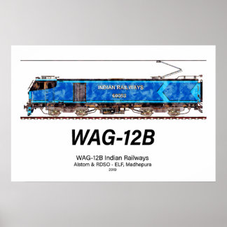Poster Locomotive WAG-12B. Train de fret des chemins de f