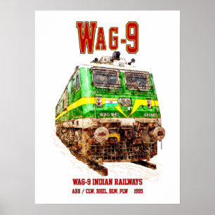 Poster Locomotive WAG-9. Train de fret des chemins de fer