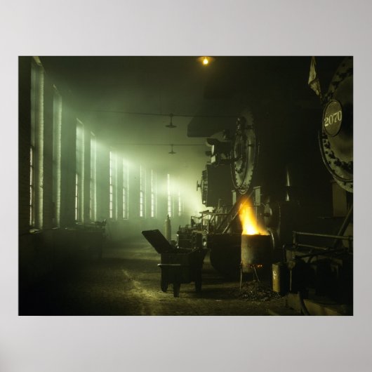 Poster Locomotives dans la Roundhouse (Devant)