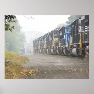 Poster Locomotives de train de chemin de fer dans la