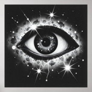 Poster L'oeil cosmique - L'art du charbon de bois de l'Un