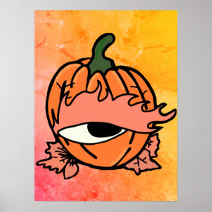 Poster L'oeil endormi du Citrouille Éffrayant