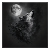 L'œuvre d'art murale Loup Hurleur Lune