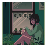 Lofi Anime Art Triste Girl Missing Quelqu'un