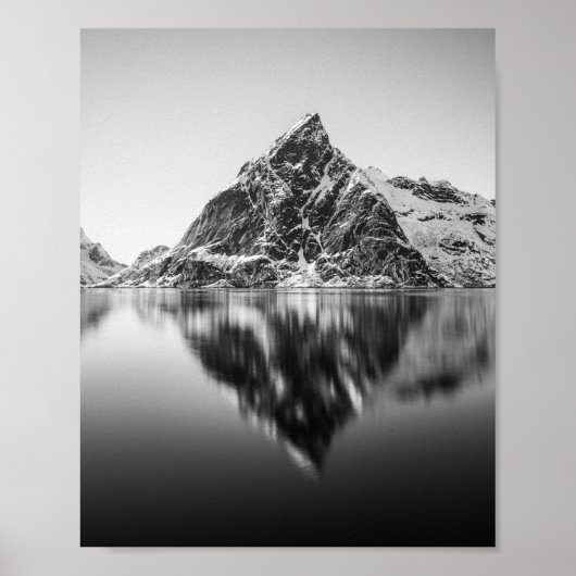 Poster Lofoten Mountain Photo noir et blanc (Devant)