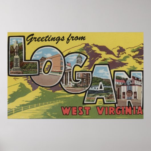 Poster Logan, Virginie-Occidentale - Grandes Lettres Scèn (Devant)