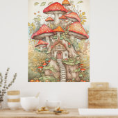 Poster Logement psychédélique des champignons de la forêt (Cuisine)