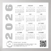 Poster Logo 2026 Calendrier QR Code Nom de la société (Devant)