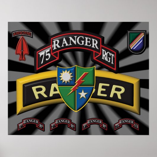 Poster Logo amélioré du 75e régiment de Rangers (Devant)