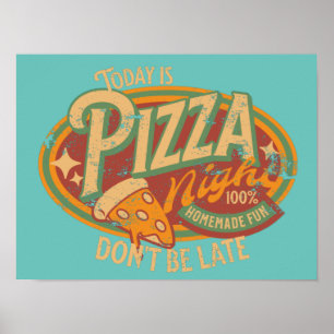 Poster Logo amusant Pizza Night en détresse