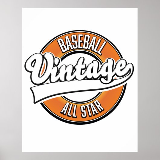 Poster Logo baseball de style vintage. (Devant)