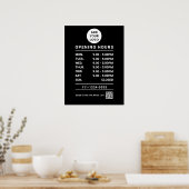 Poster Logo Black Business Ouverture Heures et code qr (Cuisine)