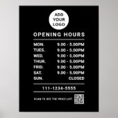Poster Logo Black Business Ouverture Heures et code qr (Devant)