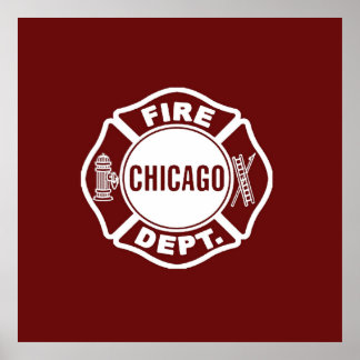 Poster Logo blanc du service incendie de Chicago