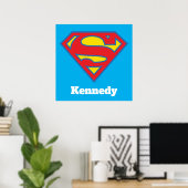 Poster Logo classique Supergirl avec fond bleu (Bureau à domicile)