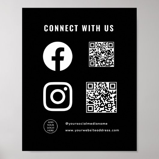 Poster Logo Code QR Ici Suivez Scannez Connectez-vous Ave (Devant)