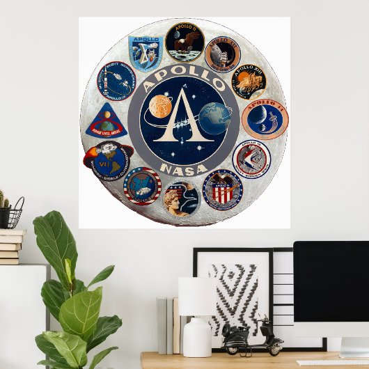 Poster Logo commémoratif du programme Apollo (Bureau à domicile)
