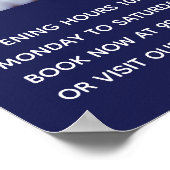 Poster logo commercial bleu marine photo bienvenue code Q (Coin)