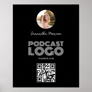 Poster Logo de baladodiffusion moderne noir et blanc Code