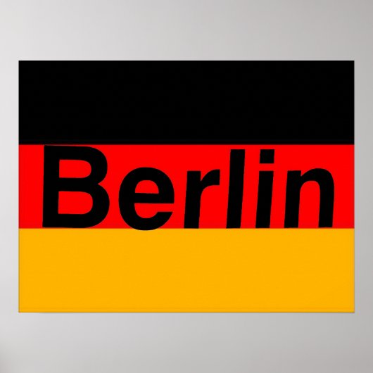 Poster Logo de Berlin en noir sur le drapeau allemand (Devant)