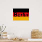 Poster Logo de Berlin en noir sur le drapeau allemand (Cuisine)